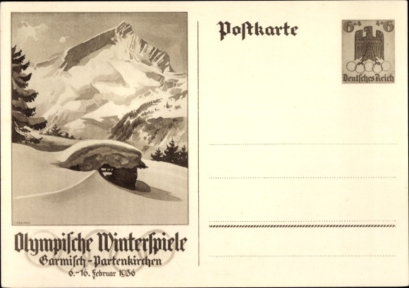 KP pocztowa z Garmisch Partenkirchen w Górnej Bawarii, Zimowe Igrzyska Olimpijskie 1936