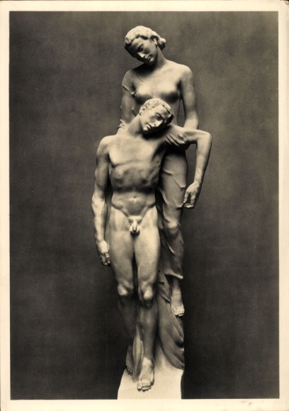 Ak Plastik von Josef Thorak, Letzter Flug, HDK 414, Körperstudie, Photo Hoffmann