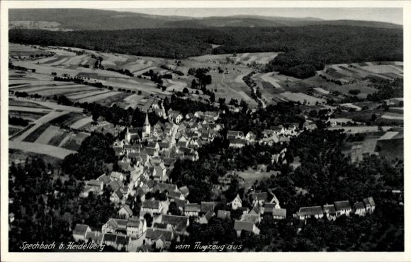 Postcard Spechbach in Württemberg, aerial view of Spechbach, surrounding landscape