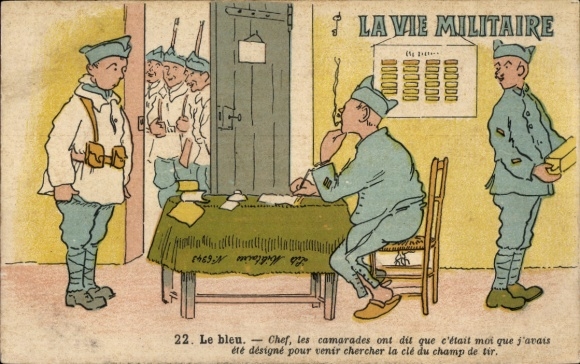 Artysta KP La Vie Militaire, Le bleu, Chef, les camarades ont dit que c'était moi que j'avais été