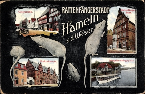 Ak Hameln an der Weser Niedersachsen, Osterstraße, Rattenfängerhaus, Hochzeitshaus, Ratten