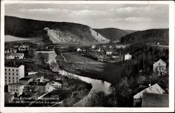 Briefkaarten Wunschdorf an der Elster, Elstertal, Panorama