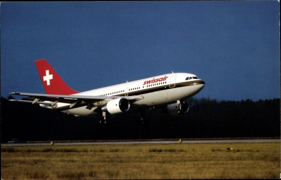 Postcard Swiss passenger aircraft, Swissair, Airbus A310 Europe