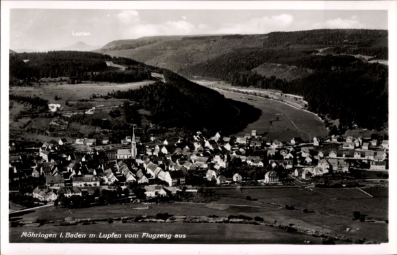 Postcard Möhringen in Baden Tuttlingen, aerial view of Möhringen, Lupfen, city view, river
