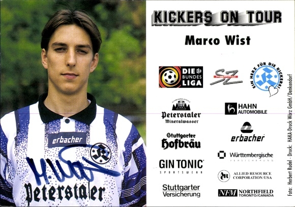 Karta autografu piłkarza Marco Wista, SV Stuttgarter Kickers, autograf