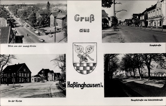 PC Hasslinghausen Hasslinghausen Sprockhövel in the Ruhr area, main street, view from the church, coat of arms