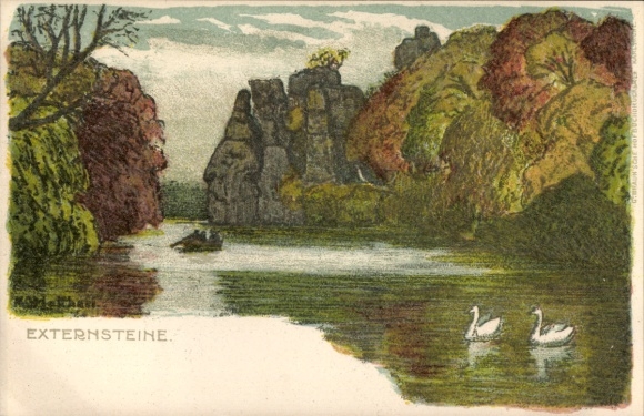 Künstler Ak Horn Bad Meinberg im Teutoburger Wald Westfalen, Externsteine