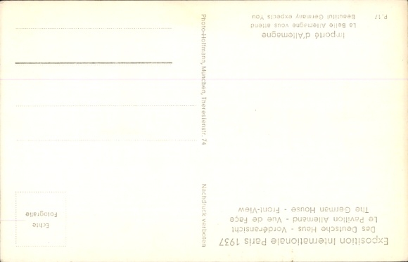 Postcard Paris, Exposition Internationale, World Exhibition 1937, The German House