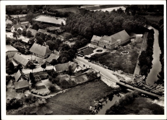 Postcard Heeslingen Lower Saxony, sports school of the district sports association Stade, aerial photo