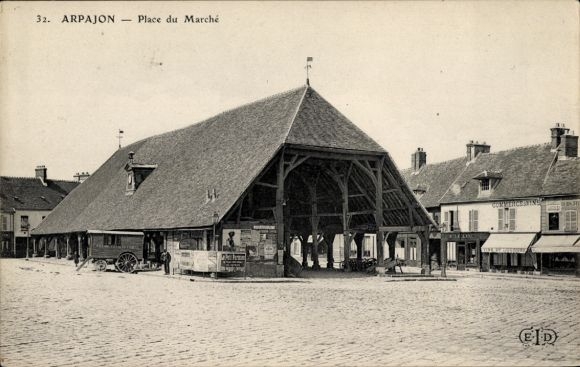 Ak Arpajon Essonne, Marktplatz mit Markthalle