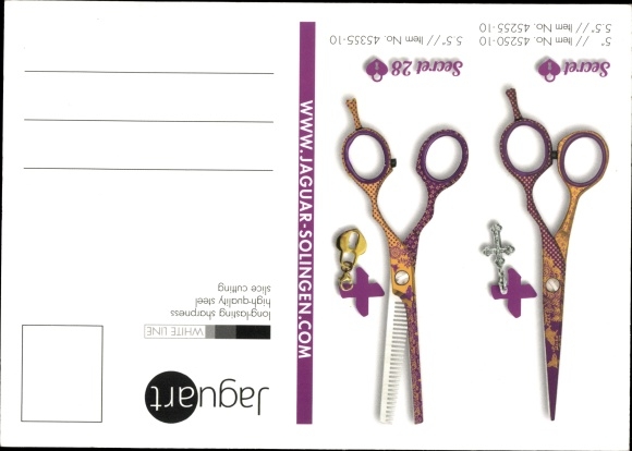 3 D Postcard Secret, naked woman, scissors, advertising, Jaguar Solingen