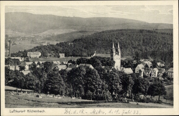 Postcard Hilchenbach in Westphalia, partial view