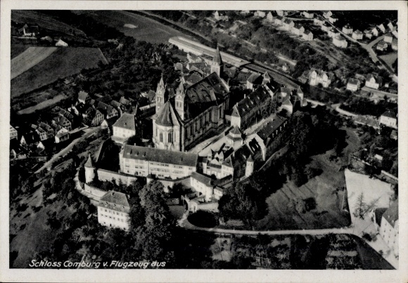 Postcard Comburg Schwäbisch Hall in Württemberg, aerial photograph, castle
