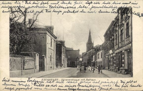 Postcard Eschweiler North Rhine Westphalia, Dürener Straße, Town Hall