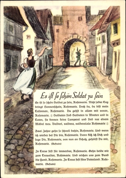 Artist Song Postcard It's so nice to be a soldier, farewell, soldier's love