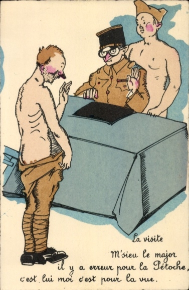 Ak La visite M'sieu le major il y a erreur pour la Petoche, y c'est lui moi c'est pour la vue, Humor