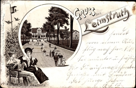 Litho Leimstruth Erndtebrück in de wijk Siegen Wittgenstein, vrouwen op een bankje, herberg