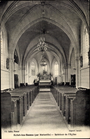 Postcard Ectot lès Baons Seine Maritime, church interior
