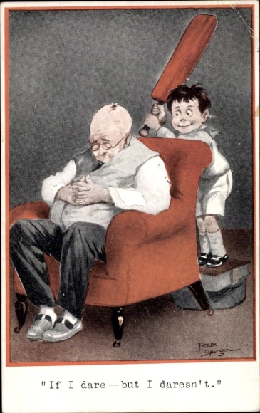 Artist Postcard Spurgin, F., Young Jester, Sleeping Grandpa