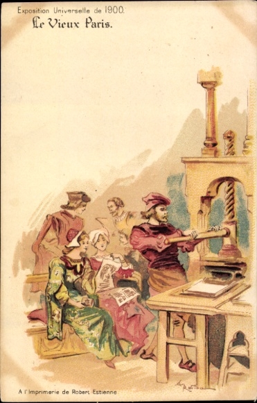 Artist Chromo-Litho Robida, A., Exposition Universelle de 1900, A l'Imprimerie de Robert Estienne