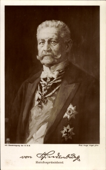 Artist Postcard Vogel, Hugo, Reich President Paul von Hindenburg