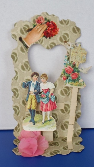 Backdrop Card 3D Wafer Standee, Congratulations, Couple Walking, Birdcage, Flowers