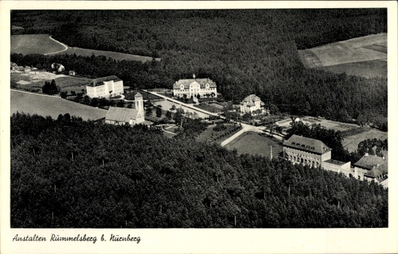 Ak Gostenhof Nürnberg, Luftaufnahme, Anstalten Rummelsberg, Fliegeraufnahme