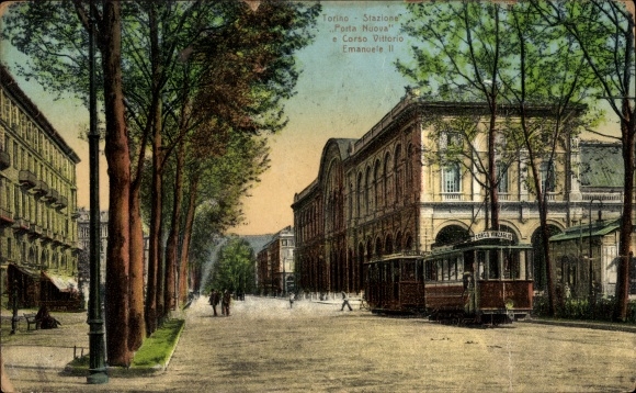 Postcard Torino Turin Piemonte, Stazione Ponta Nuova, Corso Vittorio Emanuele II