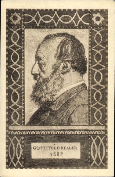 Ganzsachen Ak Gottfried Keller, Schweizer Dichter und Politiker, Bundesfeier 1919