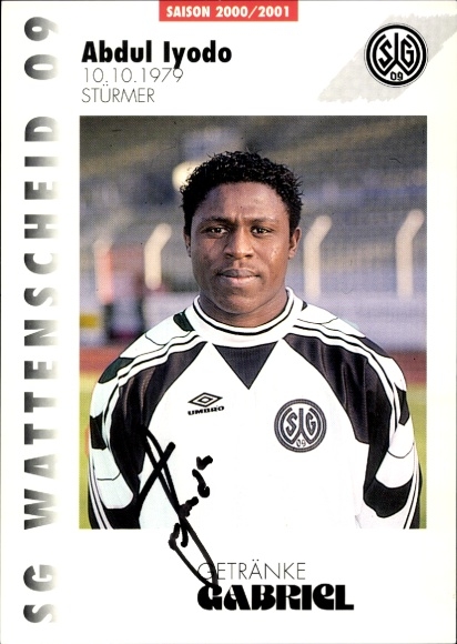 Autograph card footballer Abdul Iyodo, SG Wattenscheid 09, autograph