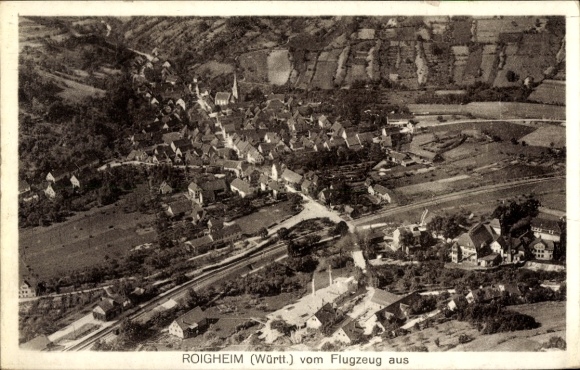Postcard Roigheim in Baden Württemberg, aerial photograph