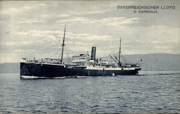 Postcard steamer Carniolia, Austrian Lloyd