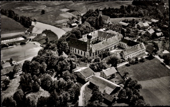 Postcard Beuerberg Eurasburg in Upper Bavaria, aerial photograph