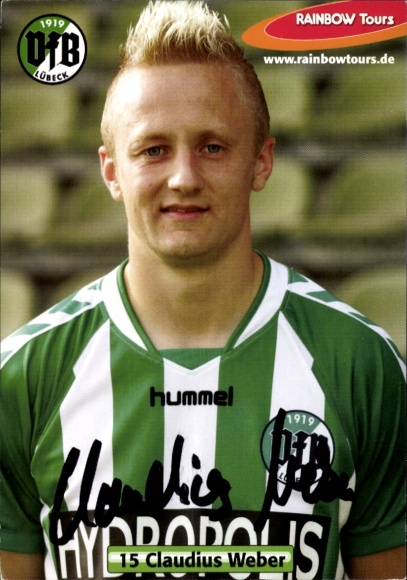 Autograph card footballer Claudius Weber, VfB Lübeck, autograph
