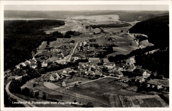 Ak Lauchertal Laucherthal Sigmaringendorf bei Sigmaringen, Fliegeraufnahme
