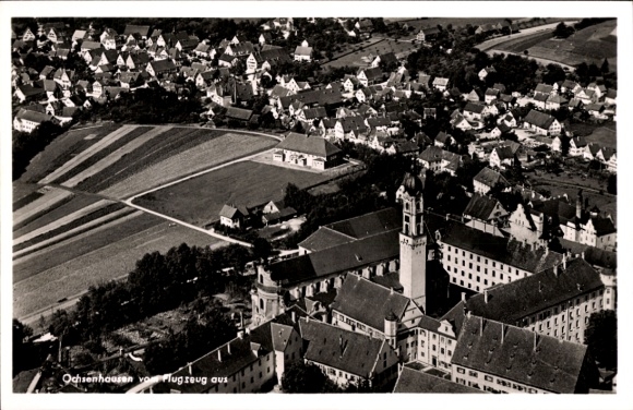 Postcard Ochsenhausen in Württemberg, aerial photograph