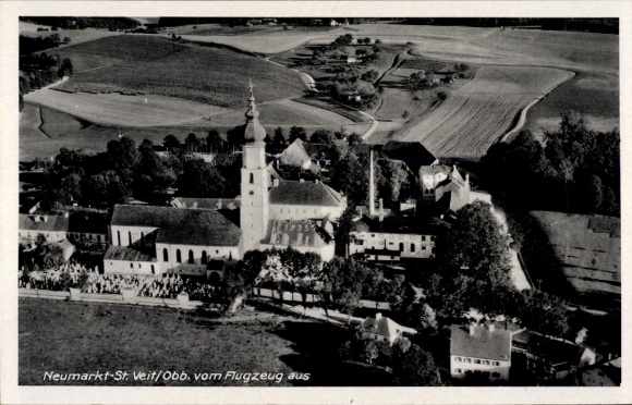 Postcard Neumarkt Sankt Veit an der Rott Upper Bavaria, aerial photo