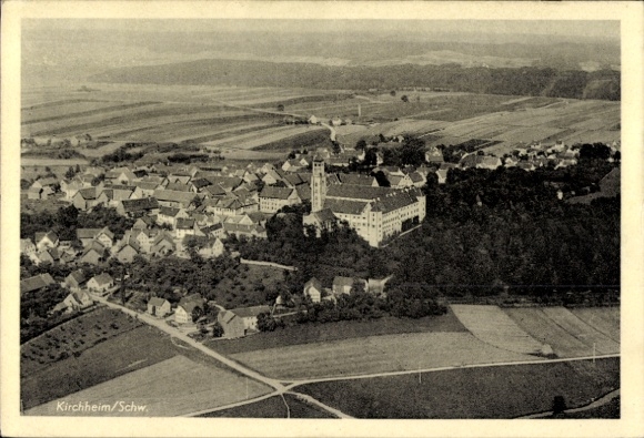 Postcard Kirchheim unter Teck Württemberg, aerial photograph