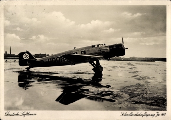 Ak Schnellverkehrsflugzeug Junkers Ju 160, Deutsche Lufthansa, Passagierflugzeug