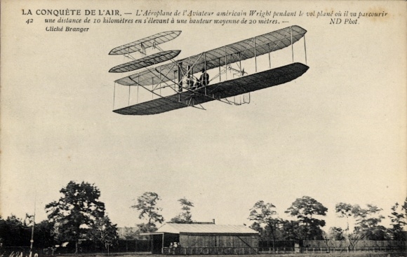 Postcard The Wonders of Aviation, aircraft of the American aviator Wright
