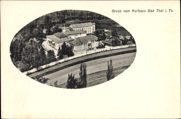 Passepartout PC Thal Ruhla in the Wartburg district of Thuringia, bird&#39;s eye view of the Kurhaus