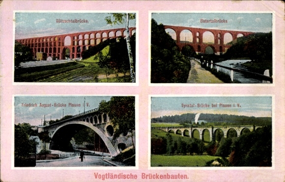 Postcard Mylau Reichenbach im Vogtland, Göltzschtal Bridge, Elstertal Bridge, Friedrich-August Bridge
