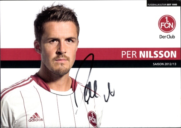 Autograph card footballer Per Nilsson, 1.FC Nuremberg, autograph