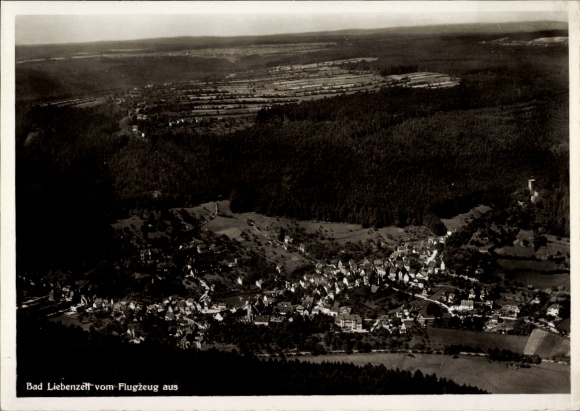 Postcard Bad Liebenzell in the Black Forest, aerial photograph