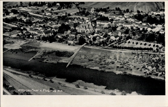Postcard Wiltingen an der Saar, aerial photograph