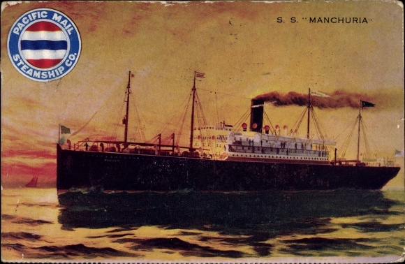 Ak SS Manchuria, Dampfer, Dampfschiff, Pacific Mail Steamship Company