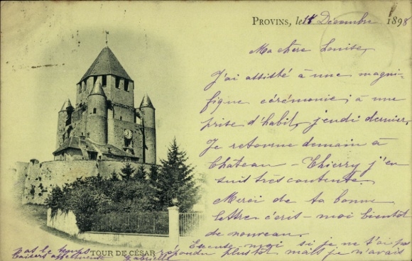 Ak Provins Seine et Marne, Burg mit Rundturm,  Architektur, Pflanzen, nansicht