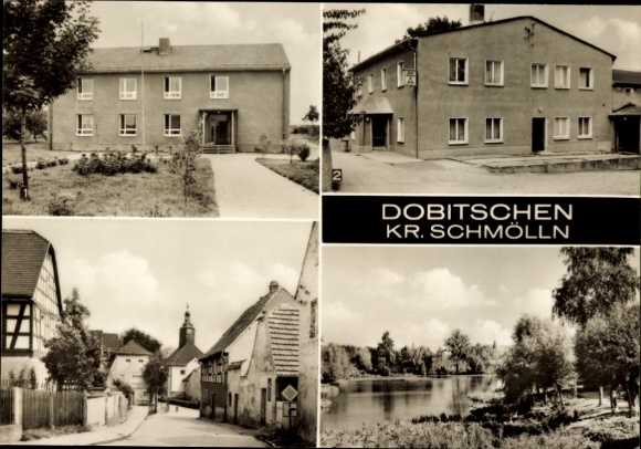 Postcard Dobitschen in Thuringia, town views, new school, cultural centre