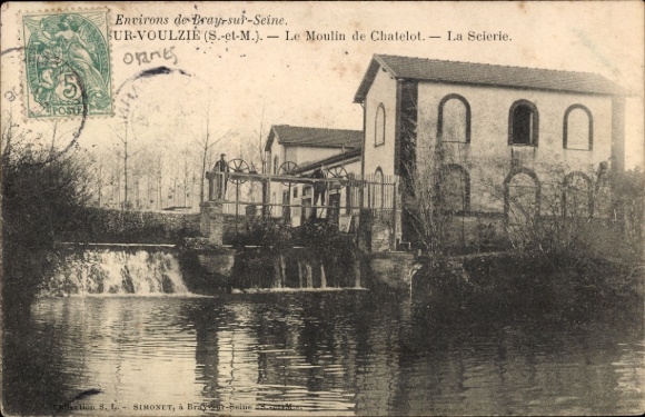 Ak Les Ormes sur Voulzie Seine et Marne, Le Moulin de Chatelot, La Scierie