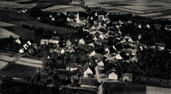 Postcard Attenweiler in Württemberg, aerial photograph